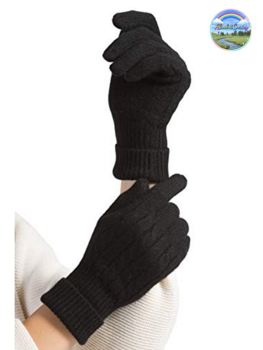 100% Pure Cashmere Cable Knit Women's Gloves - Extended Cuff, One Size